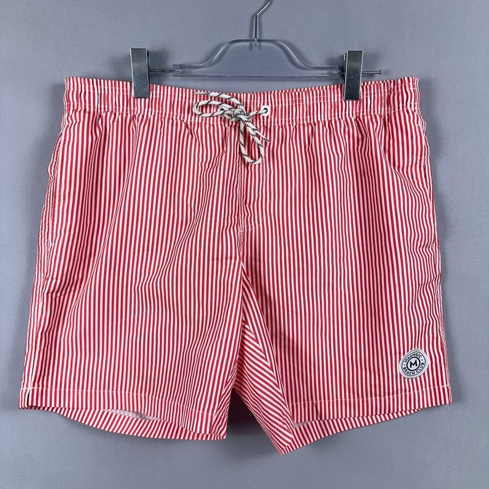 Maamgic Swim Shorts Womens Size XL Striped Drawstring High Rise Red